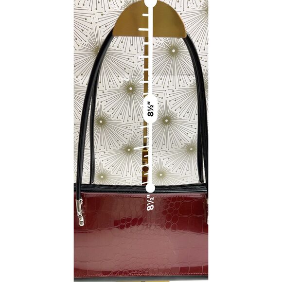 Cherry red and black faux crocodile embossed Bejio shoulder bag - Picture 11 of 12